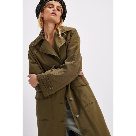 Free People We The Free Perry Military Coat Jacket Top Cotton Cozy L NEW 279213